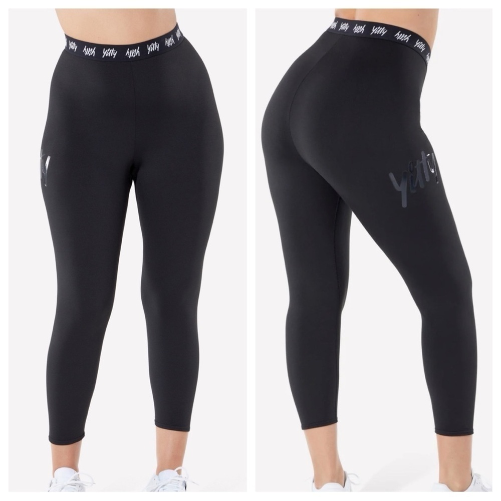 Yitty Lizzo sz S/M Fabletics Black Major Label Shaping High Waist Logo Legging